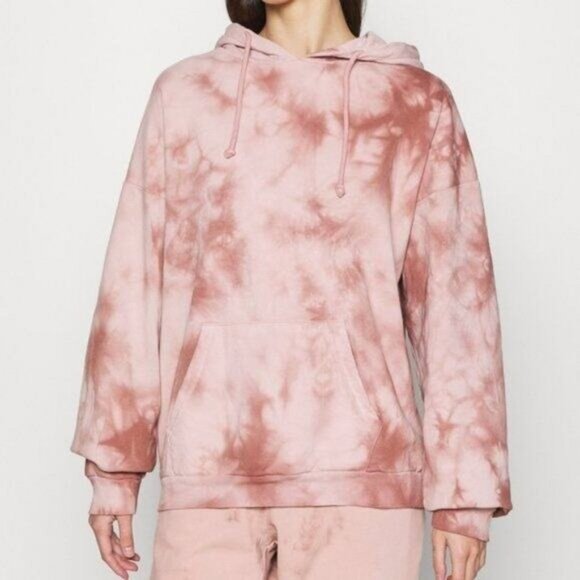 Topshop Premium Pink Tie Dye Sweatshirt Hoodie Women's Size Large NEW - Picture 2 of 10